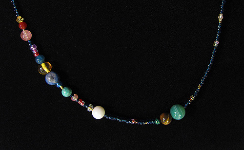 CozmicSeeds standard necklace with gemstone planets
